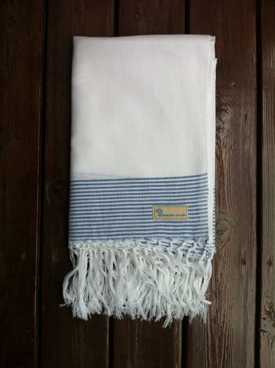 Hammam håndklæde fv. hvid/blå