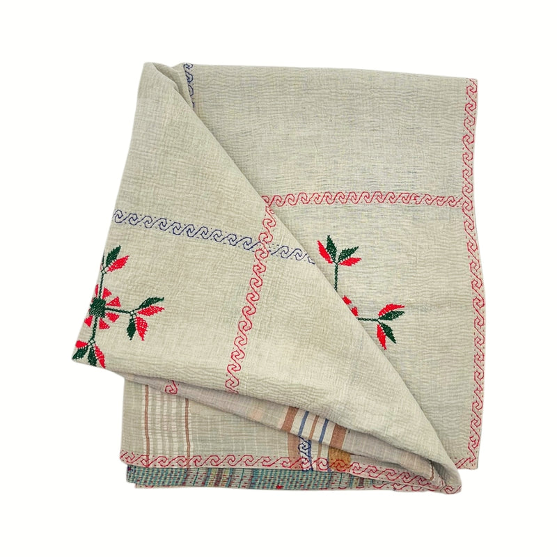 Sari Kantha tæppe 110x165 cm