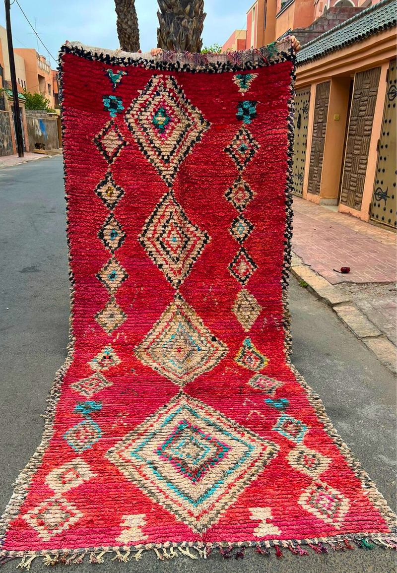 Marokkansk Boucheroite vintage gulvtæppe 130x310 cm