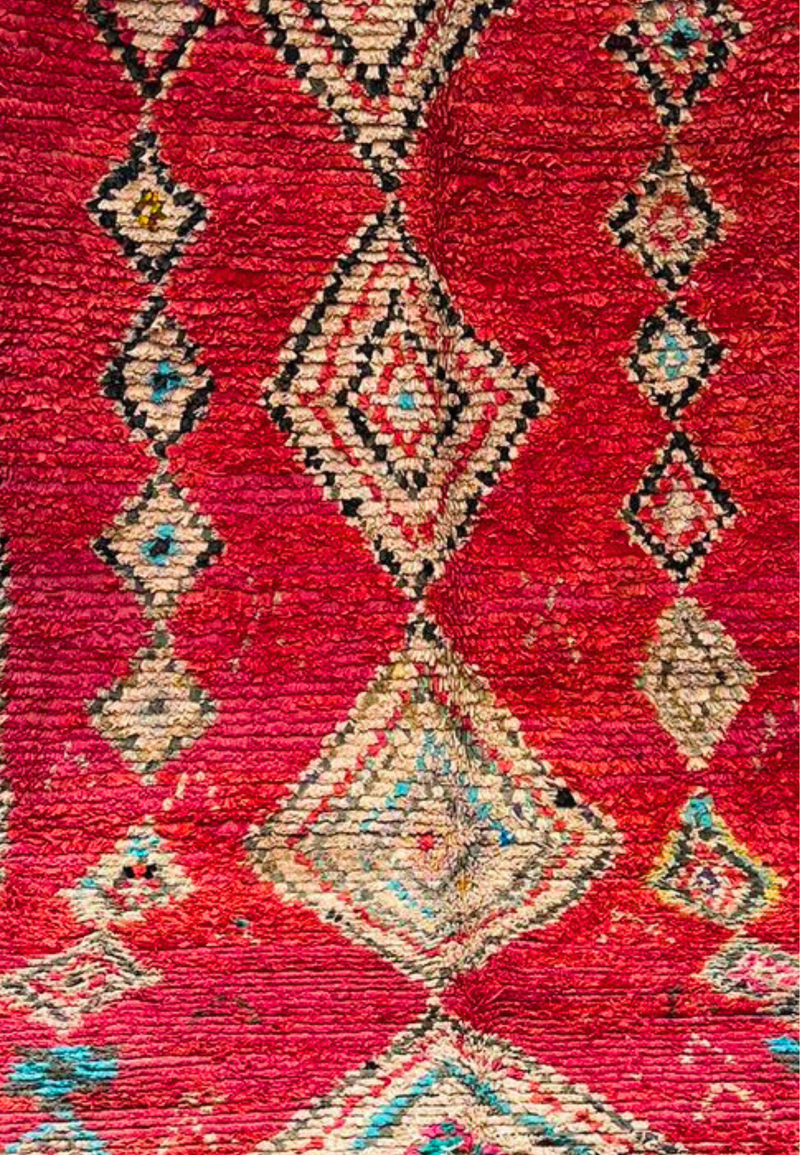 Marokkansk Boucheroite vintage gulvtæppe 130x310 cm