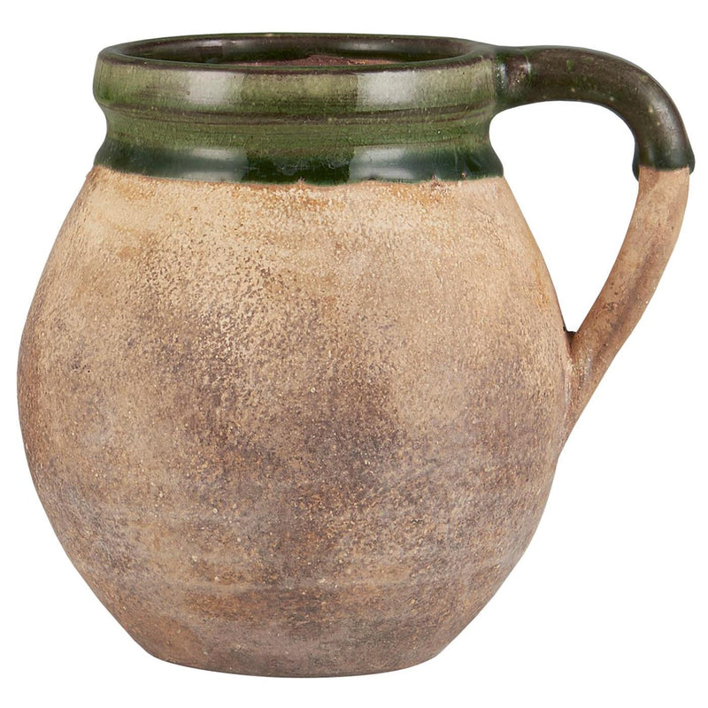 Krukke m/hank naturfarvet m/grøn kant