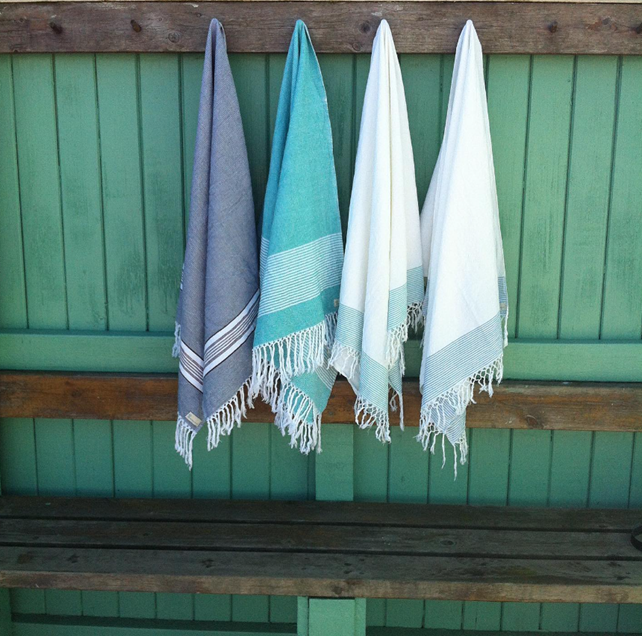 Hammam håndklæde fv. hvide/grøn
