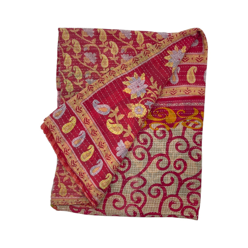 Sari Kantha tæppe 140x220 cm