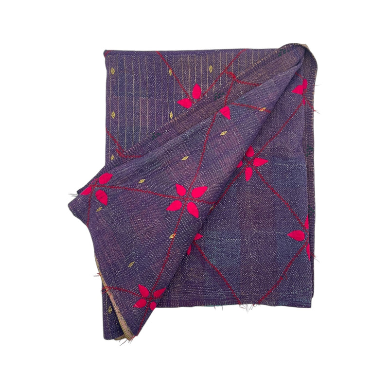 Sari Kantha tæppe 140x210 cm