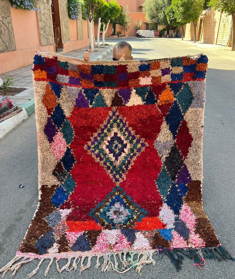 Marokkansk Boucheroite vintage gulvtæppe 120x160 cm