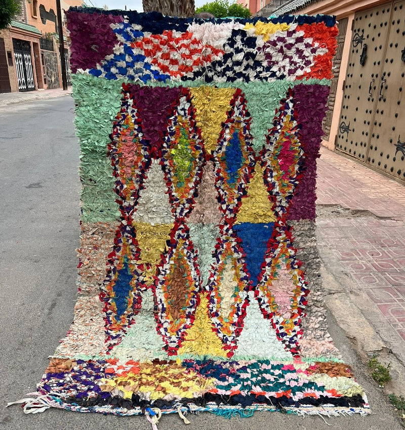 Marokkansk Boucheroite vintage gulvtæppe 130x215