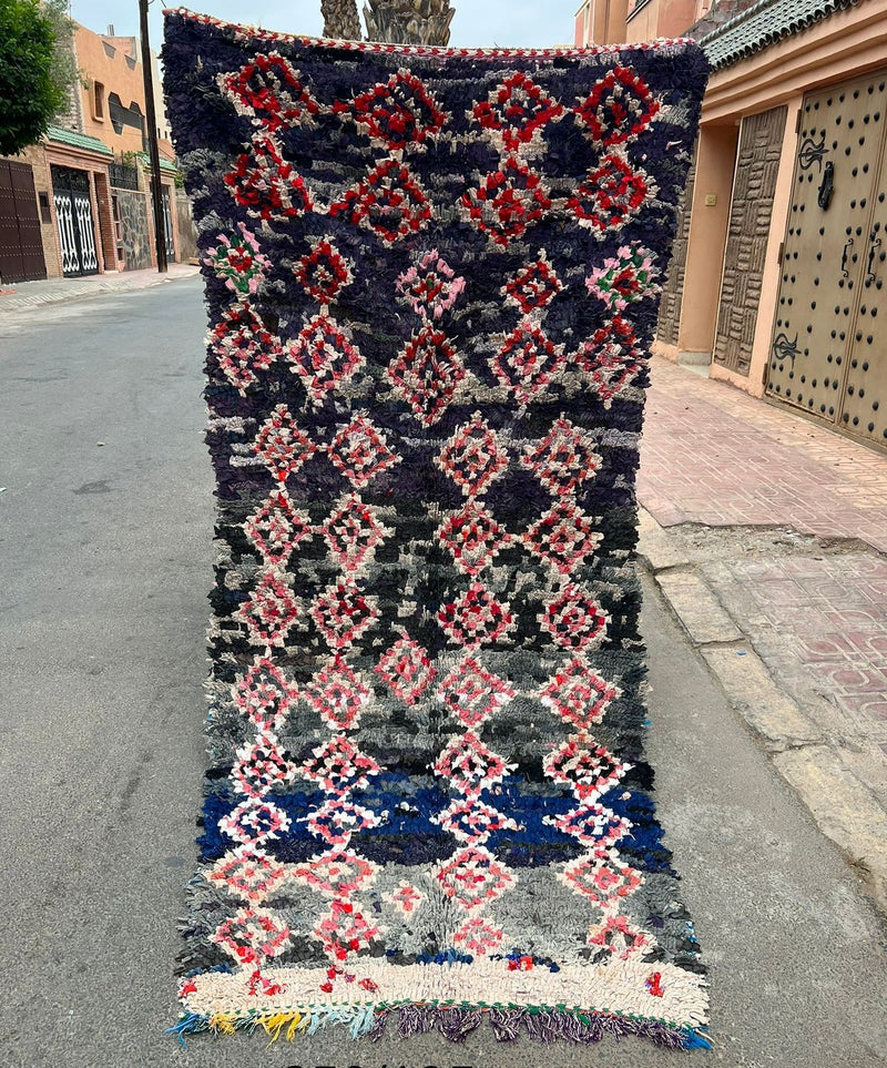Marokkansk Boucheroite vintage gulvtæppe 105x250 cm
