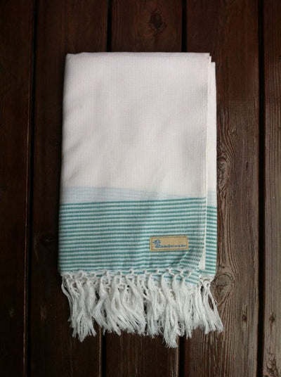 Hammam håndklæde fv. hvide/grøn